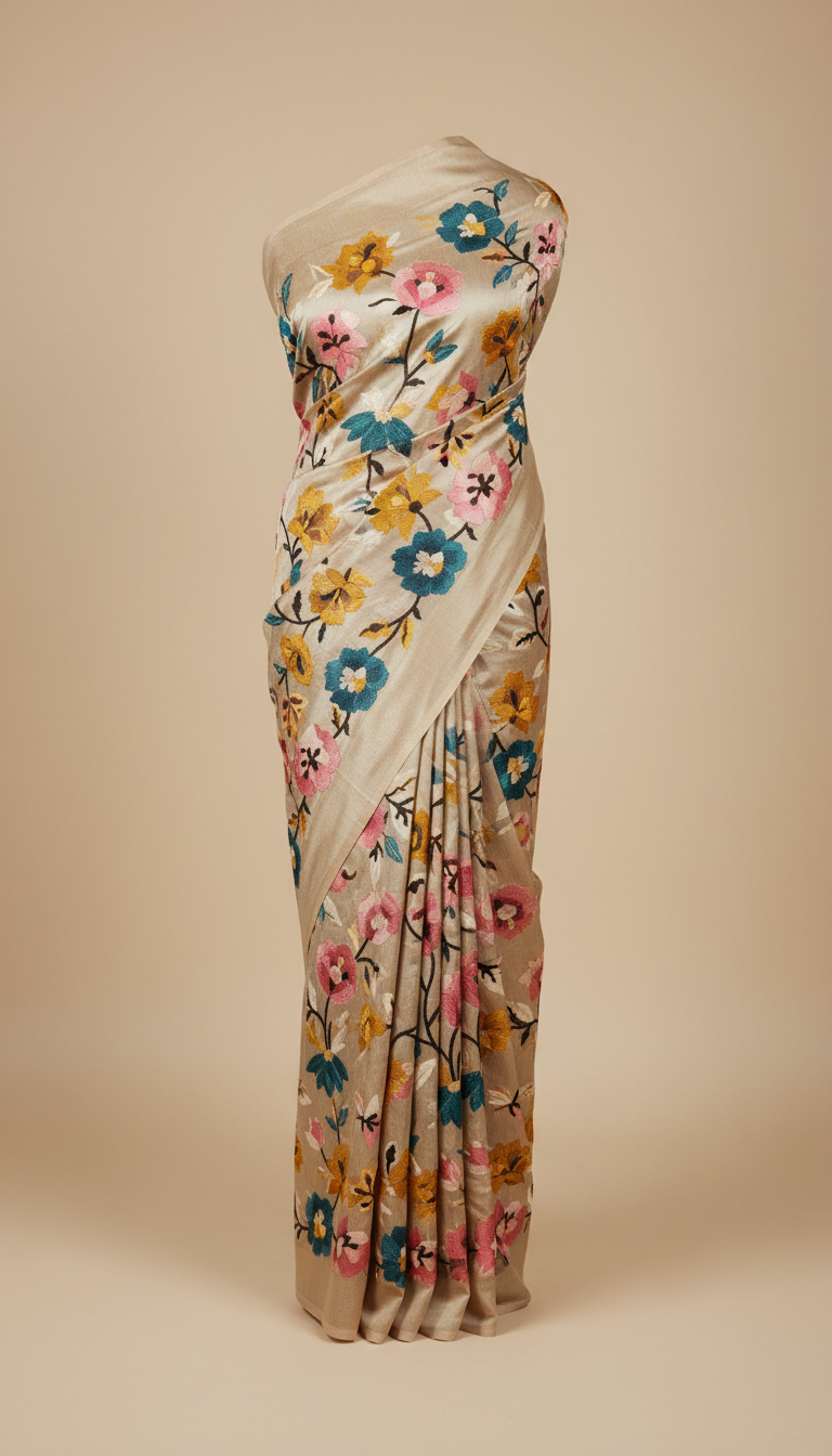 Hand-Embroidered Statement Pallu Saree