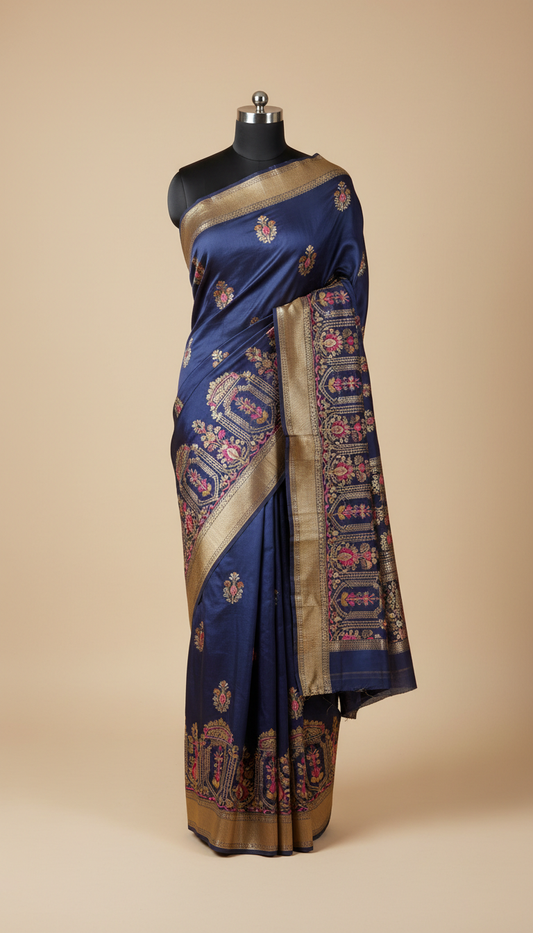 Metallic Embroidered Evening Saree